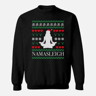 Namasleigh Yoga Xmas Yogi Namaste Om Gift Ugly Christmas Sweatshirt Sweatshirt | Crazezy