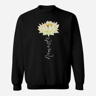 Namaste Yoga Saying Yellow White Lotus Flower Boho Zen Sweatshirt | Crazezy AU