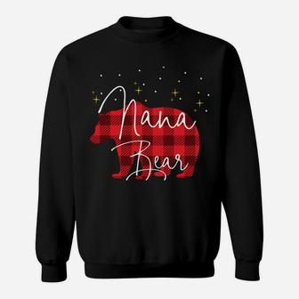 Nana Bear Christmas Pajama Red Plaid Buffalo Matching Sweatshirt | Crazezy