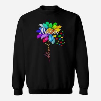 Nana Blessed Grandma Flower Daisy Tie Dye Colorful Rainbow Sweatshirt | Crazezy