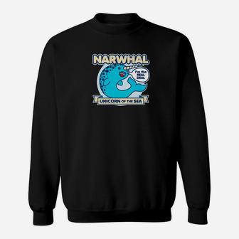 Narwhal Unicorn Of The Sea Funny Cartoon Graphic Sweatshirt - Thegiftio UK