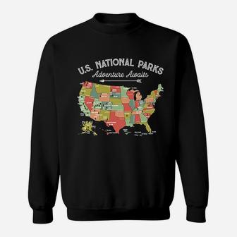 National Parks Map Camping Sweatshirt | Crazezy