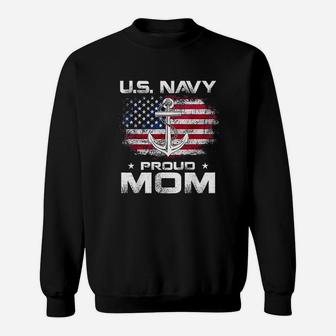 Navy Proud Mom With American Flag Sweatshirt | Crazezy AU