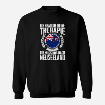 Neuseeland Therapie Schwarzes Sweatshirt, Slogan & Flaggenmotiv - Seseable