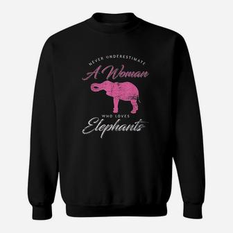 Never Underestimate A Woman Who Loves Elephants Sweatshirt | Crazezy AU