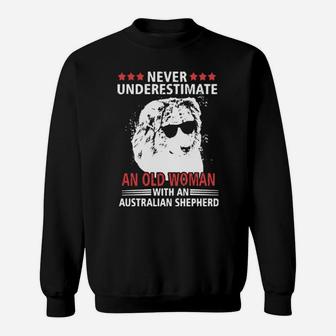 Never Underestimate An Old Woman With An Australian Shepherd Sweatshirt - Monsterry UK