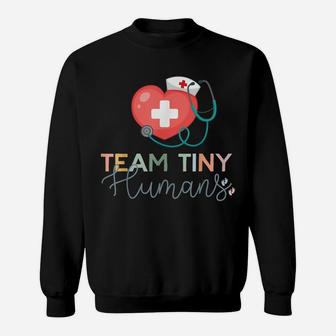 Nicu Nurse Icu Neonatal Team Tiny Humans Heart Retro Baby Sweatshirt | Crazezy DE