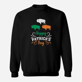 Nn Lucky Buffalo Patricks Day Shamrock Irish Costume Sweatshirt - Monsterry