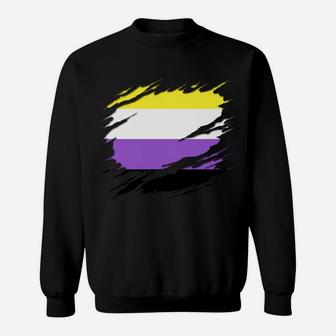 Non-Binary Pride Flag Ripped Sweatshirt | Crazezy