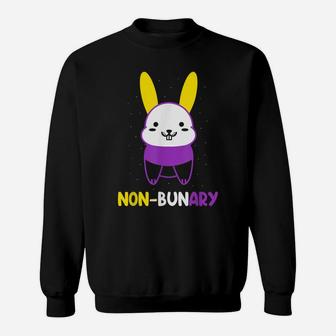 Non-Bunary Non Binary Genderqueer Pride Flag Bunny Sweatshirt | Crazezy