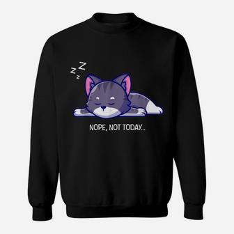 Nope Cat Not Today Animal Kitten Kitty Meow Funny Cat Lovers Sweatshirt | Crazezy