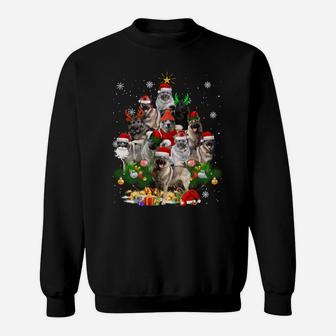Norwegian Elkhound Christmas Tree Lights Funny Dog Xmas Gift Sweatshirt Sweatshirt | Crazezy AU