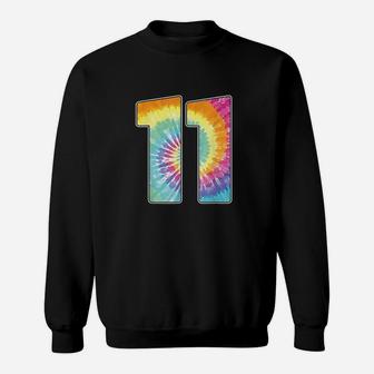 Number 11 Team Event Or 11Th Birthday Tie Dye Gift Sweatshirt | Crazezy