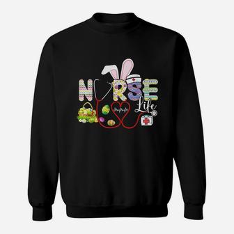 Nurse Bunny Easter Eggs Ears Love Nursing Sweatshirt | Crazezy UK