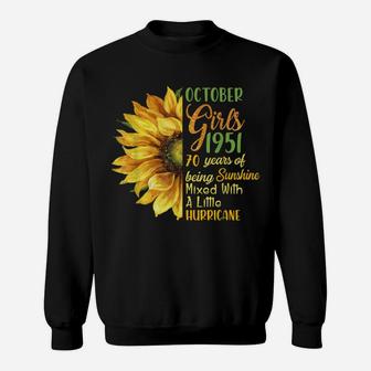 October 1951 Sunflower Girl October 1951 70Th Birthday Gifts Sweatshirt | Crazezy