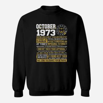October Birthday Born October Libra 1973 Sweatshirt | Crazezy