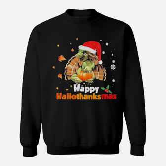 Official Dragon Santa Happy Hallothanksmas Sweatshirt - Monsterry
