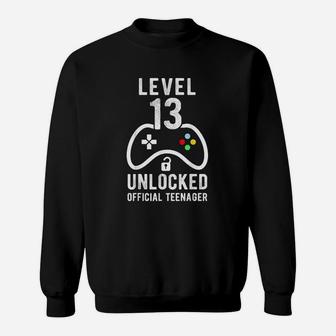 Official Teenager 13Th Birthday Level 13 Unlocked Sweatshirt | Crazezy CA