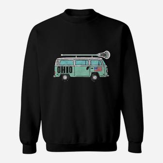 Ohio Retro Hippie Van State Lacrosse Lax Graphic Sweatshirt | Crazezy