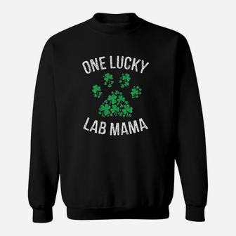 One Lucky Lab Mama St Patrick Day Paw Dog Lover Gift Sweatshirt | Crazezy