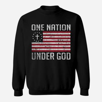 One Nation Under God USA American Flag Pride Sweatshirt - Seseable
