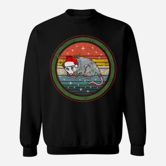 Opossum Lover Possum Santa Hat Reindeer Christmas Pajama Sweatshirt Sweatshirt | Crazezy