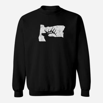 Oregon Elk Hunting Bull Elk State Shape Sweatshirt - Thegiftio UK