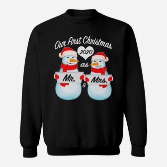 Our First Christmas As Mr And Mrs Matching Pj Snowman Couple Sweatshirt | Crazezy