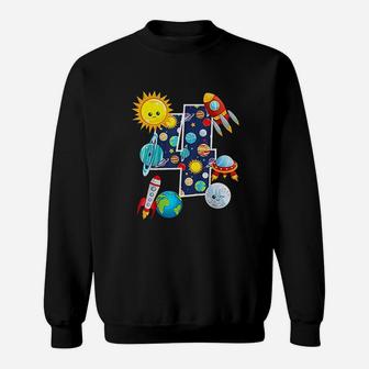 Outer Space 4 Year Old 4Th Gift Birthday Planets Astronaut Sweatshirt | Crazezy CA