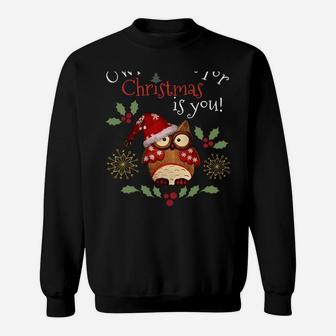 Owl I Want For Christmas Is You Owl Heart Gift Xmas Ugly Sweatshirt Sweatshirt | Crazezy UK