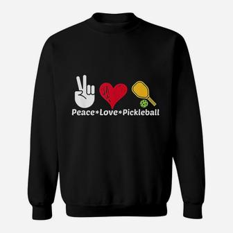 Paddleball Sports Mom Dad Retirement Peace Love Pickleball Sweatshirt | Crazezy CA