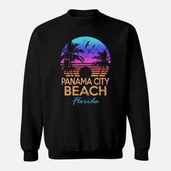 Panama City Beach Florida Retro Sunset Summer Vibe Aesthetic Sweatshirt | Crazezy DE