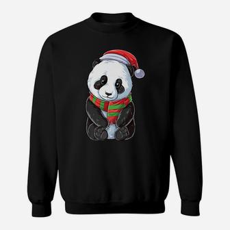 Panda Christmas Santa Hat Funny Xmas Gifts Boys Girls Bear Sweatshirt | Crazezy