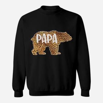 Papa Bear Cheetah Leopard Print Gift Dad Father Gift Sweatshirt | Crazezy