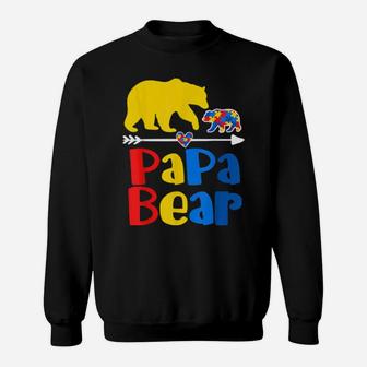 Papa Bear Puzzle Piece Autism Awareness Autism Mom Dad Sweatshirt - Monsterry
