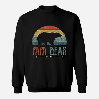 Papa Bear Vintage Daddy Father Day Retro Dad Sweatshirt | Crazezy
