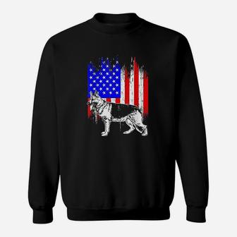 Patriotic German Shepherd American Flag Dog Lover Gift Sweatshirt | Crazezy