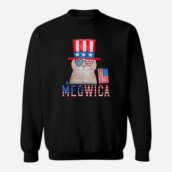 Patriotic Merica Cat Us Flag Sunglasses 4Th Of July Kitten Sweatshirt - Monsterry