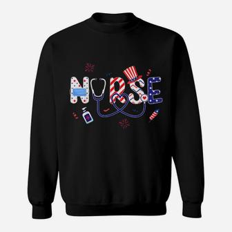 Patriotic Nurse 4Th Of July American Flag Independence Day Sweatshirt - Monsterry