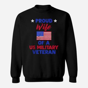 Patriotic Us Flag Proud Wife Of A Us Military Veteran Gift Sweatshirt | Crazezy UK