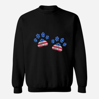 Paw Print Usa Flag I Love Dogs Patriotic 4Th Of July Sweatshirt | Crazezy DE