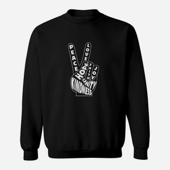 Peace Love Hand Sign Kindness Unity 60S Retro Sweatshirt | Crazezy AU