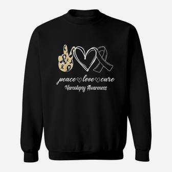Peace Love Hope Black Ribbon Narcolepsy Awareness Sweatshirt | Crazezy UK