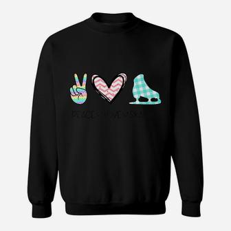 Peace Love Ice Skating Cute Design For Women Teen Girls Sweatshirt | Crazezy DE