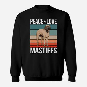 Peace Love Mastiffs Quote Retro Dog Owner Vintage Sweatshirt | Crazezy