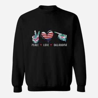 Peace Love Oklahoma Flag Sweatshirt | Crazezy DE