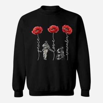 Peace Love Remember Red Flower Sweatshirt | Crazezy