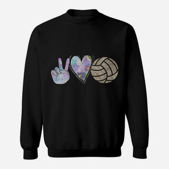 Peace Love Volleyball Cute Design For Women Teen Girls Sweatshirt Sweatshirt | Crazezy UK