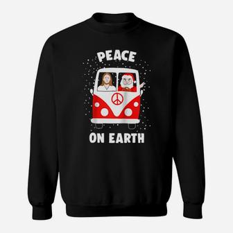 Peace On Earth Santa And Jesus Hippie Fan Sweatshirt - Monsterry