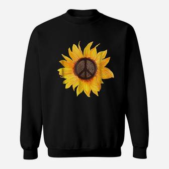 Peace Sunflower Flower Hippy Boho Style Gift T-Shirt Sweatshirt | Crazezy DE
